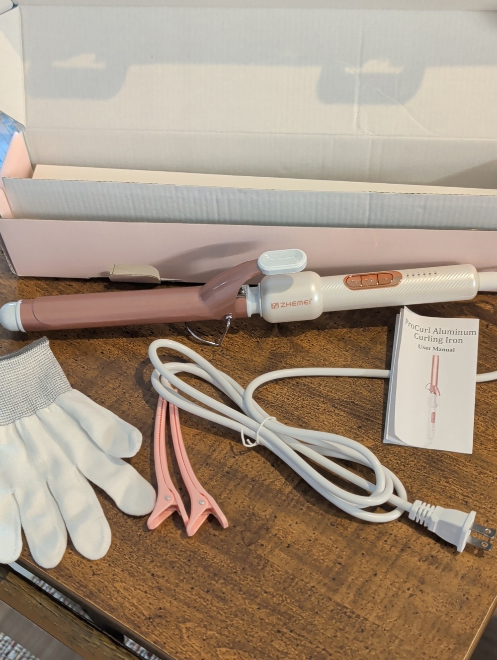 Pink and White ProCurl Aluminum Curling Iron